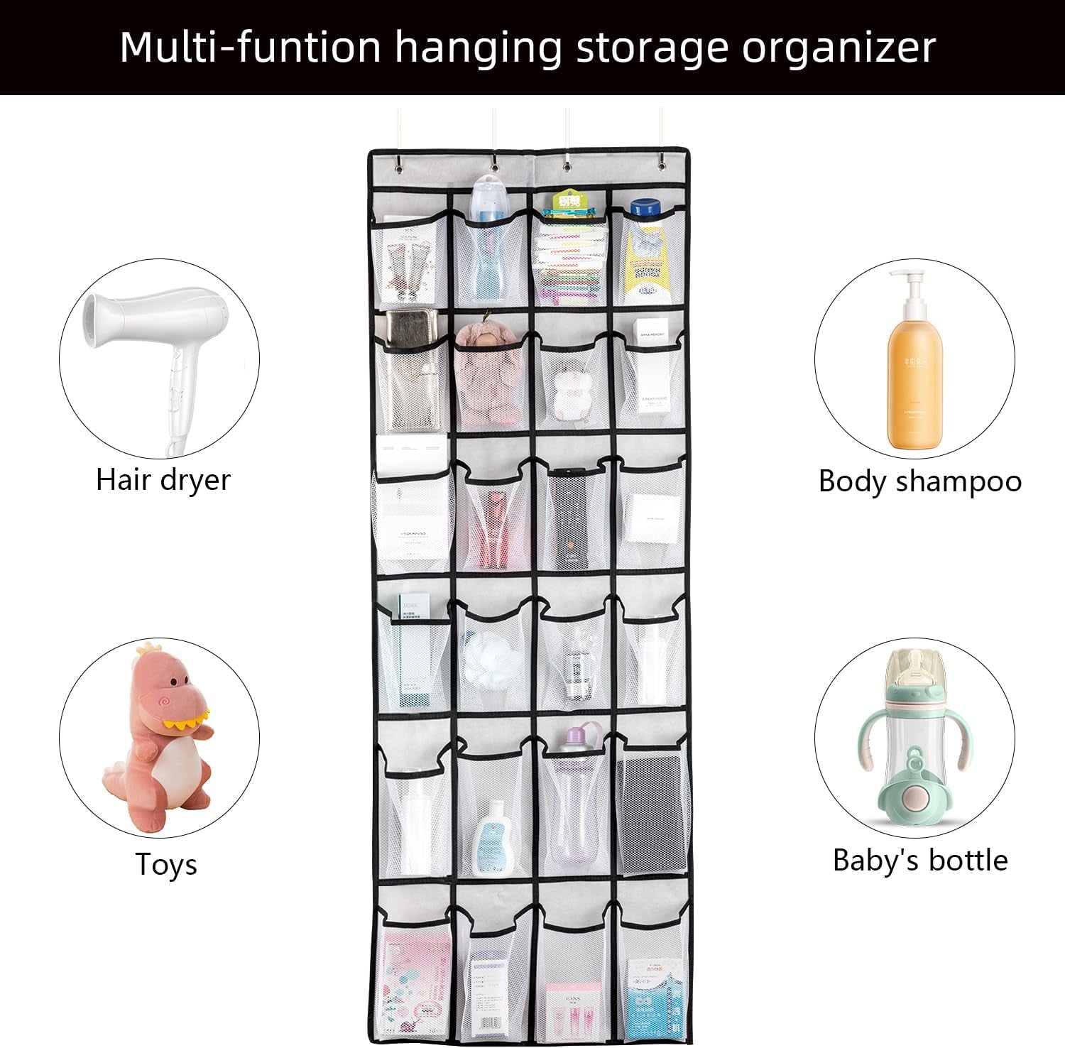 Over-the-Door Shoe Organizer – 24 Mesh Pockets for Shoes, Accessories & Storage | Space-Saving Hanging Rack