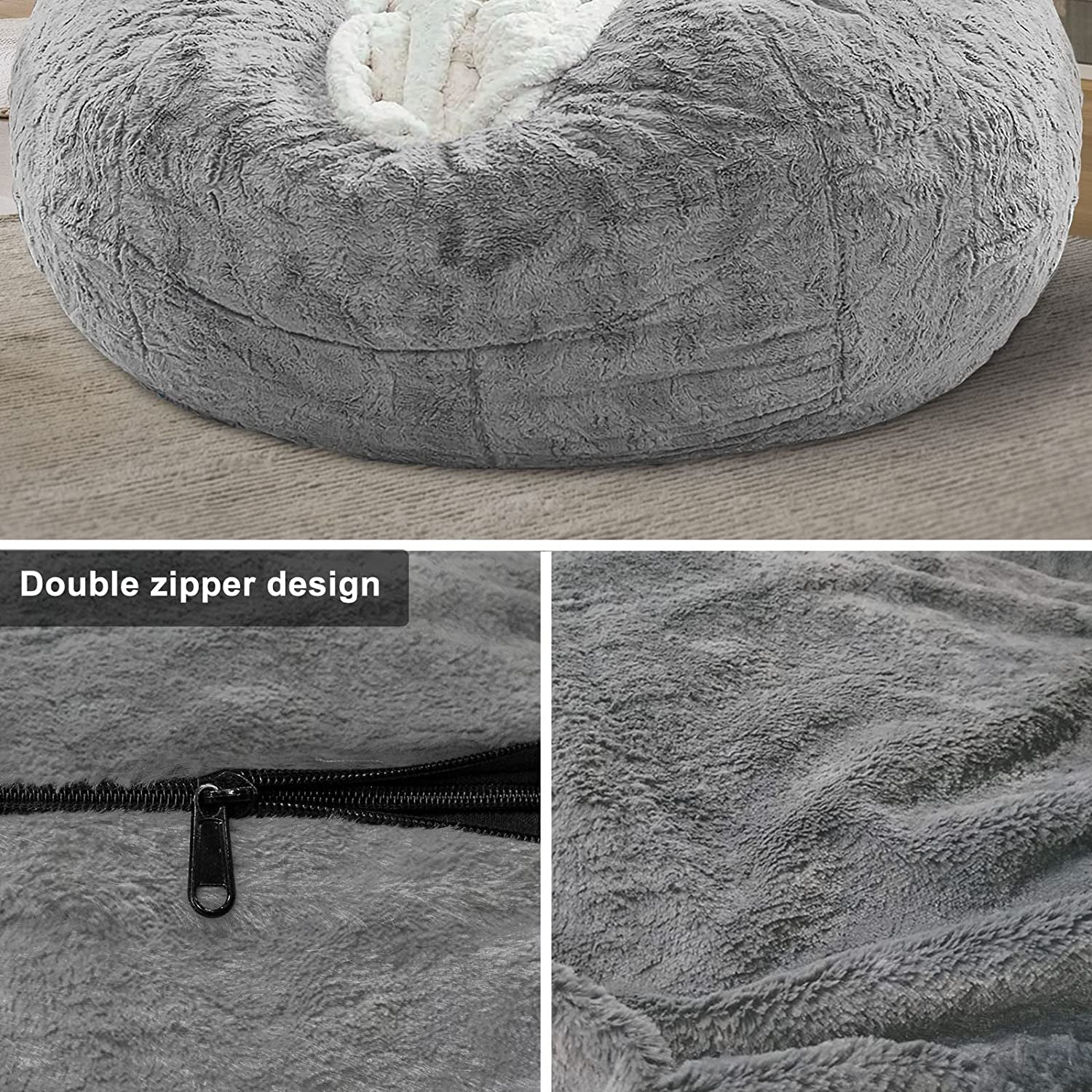 Transform Your Space with Our Luxurious 6Ft Light Grey Bean Bag Chair Cover – Perfect for Relaxation, Play, and Storage!