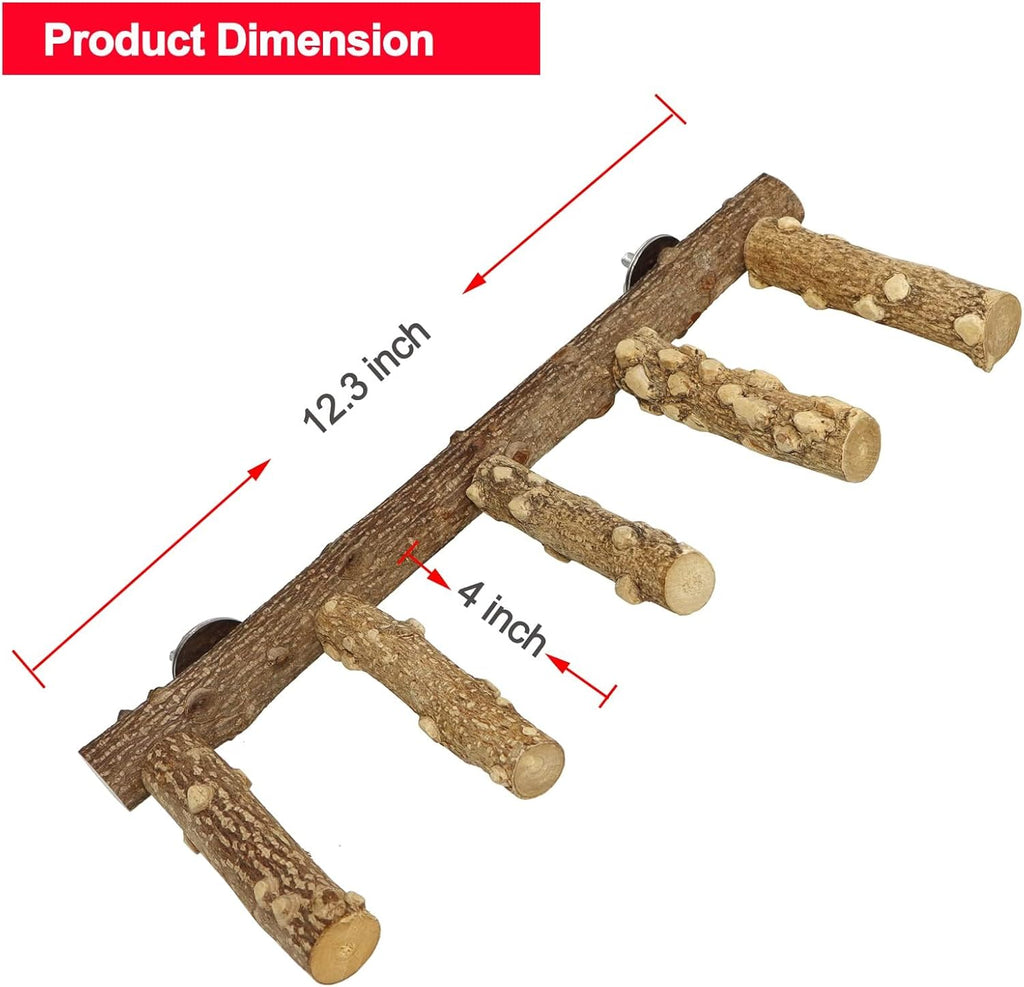 Deluxe Nature Wood Bird Ladder Perch - Perfect Parrot Chew Toy for Small to Medium Birds!