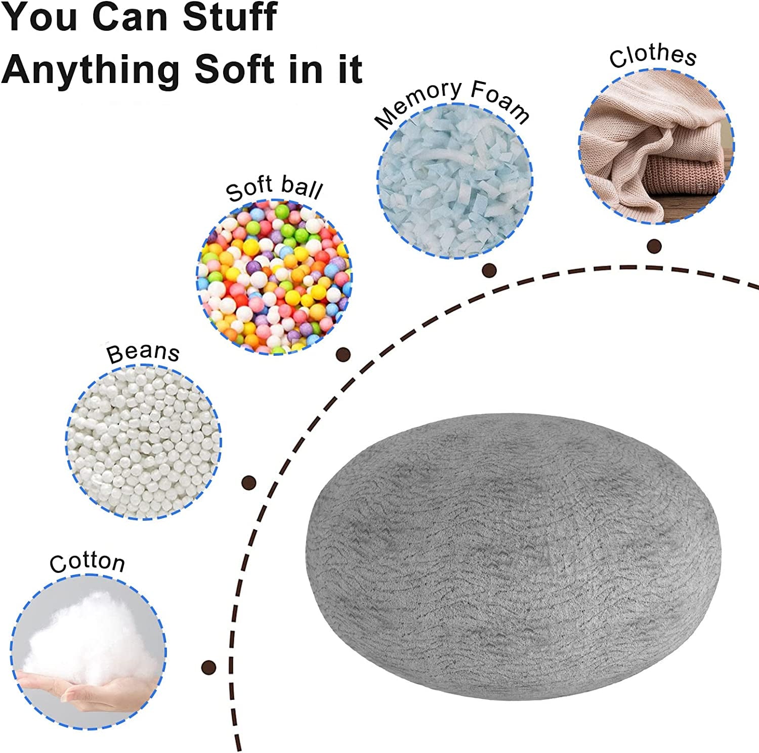 Transform Your Space with Our Luxurious 6Ft Light Grey Bean Bag Chair Cover – Perfect for Relaxation, Play, and Storage!