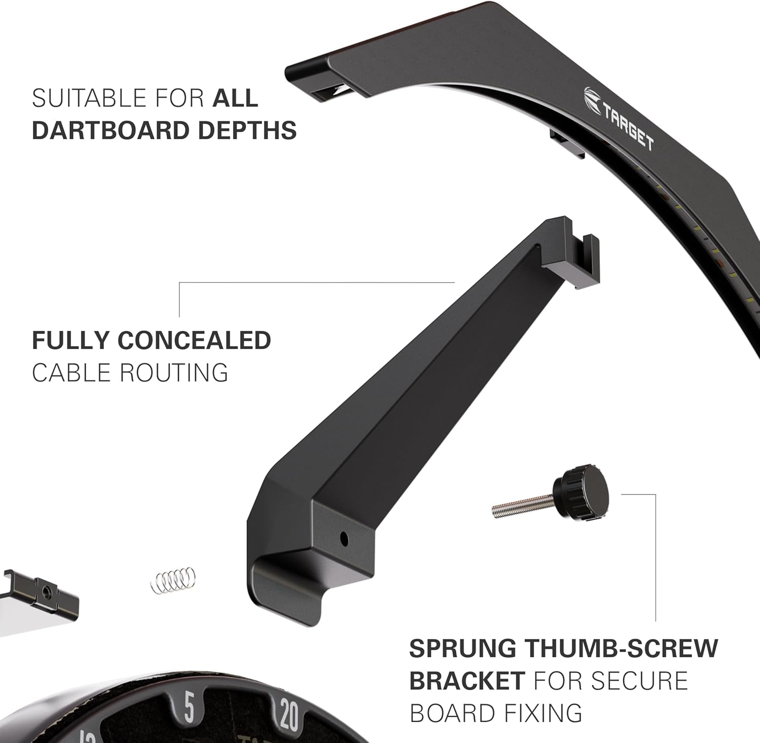 LED Dartboard Light – Bright Board Ring Lighting with 3M Cable | Fits All Dartboards | Professional Darts Accessory for Precision Play