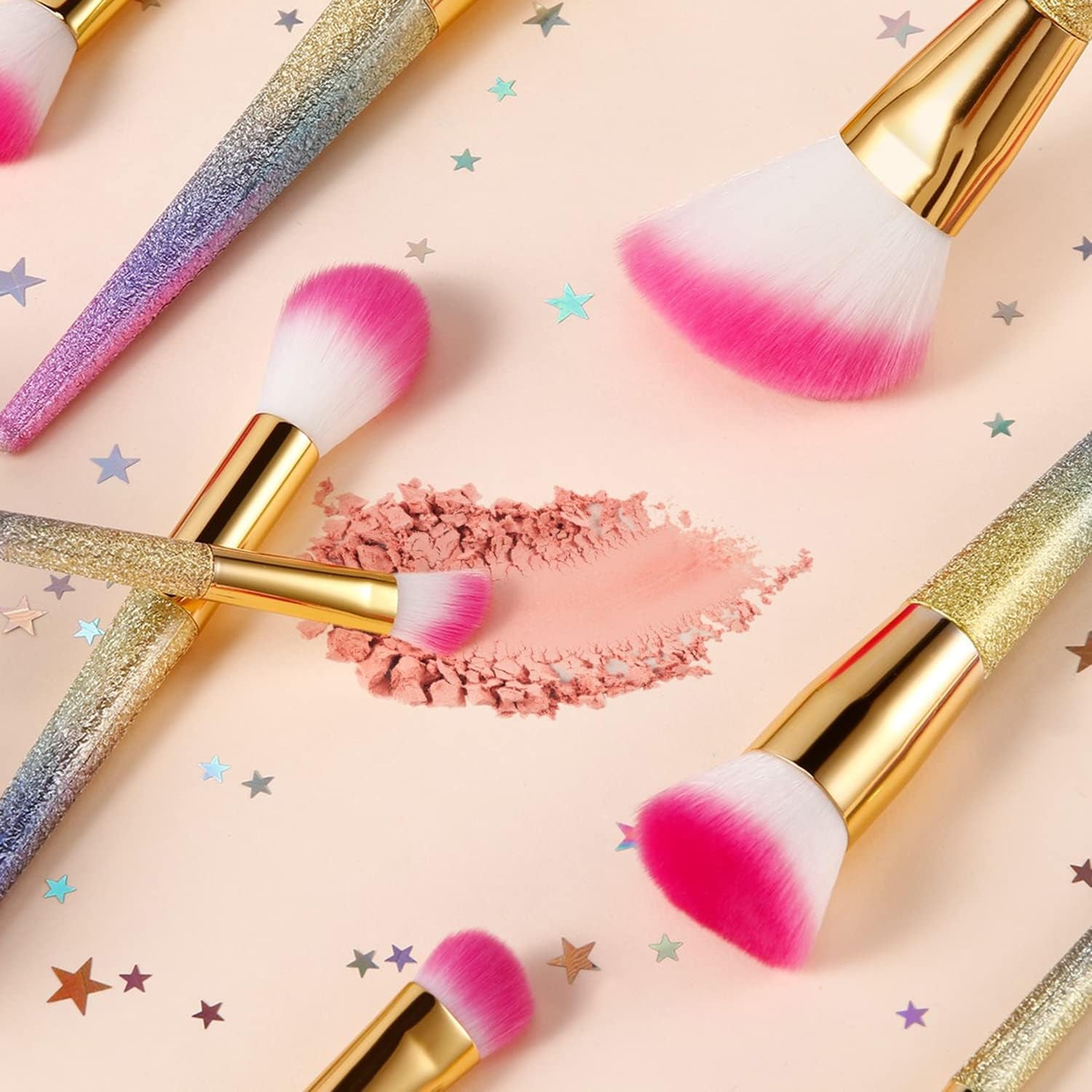 16-Piece Professional Makeup Brush Set with Gift Box – Rainbow Series