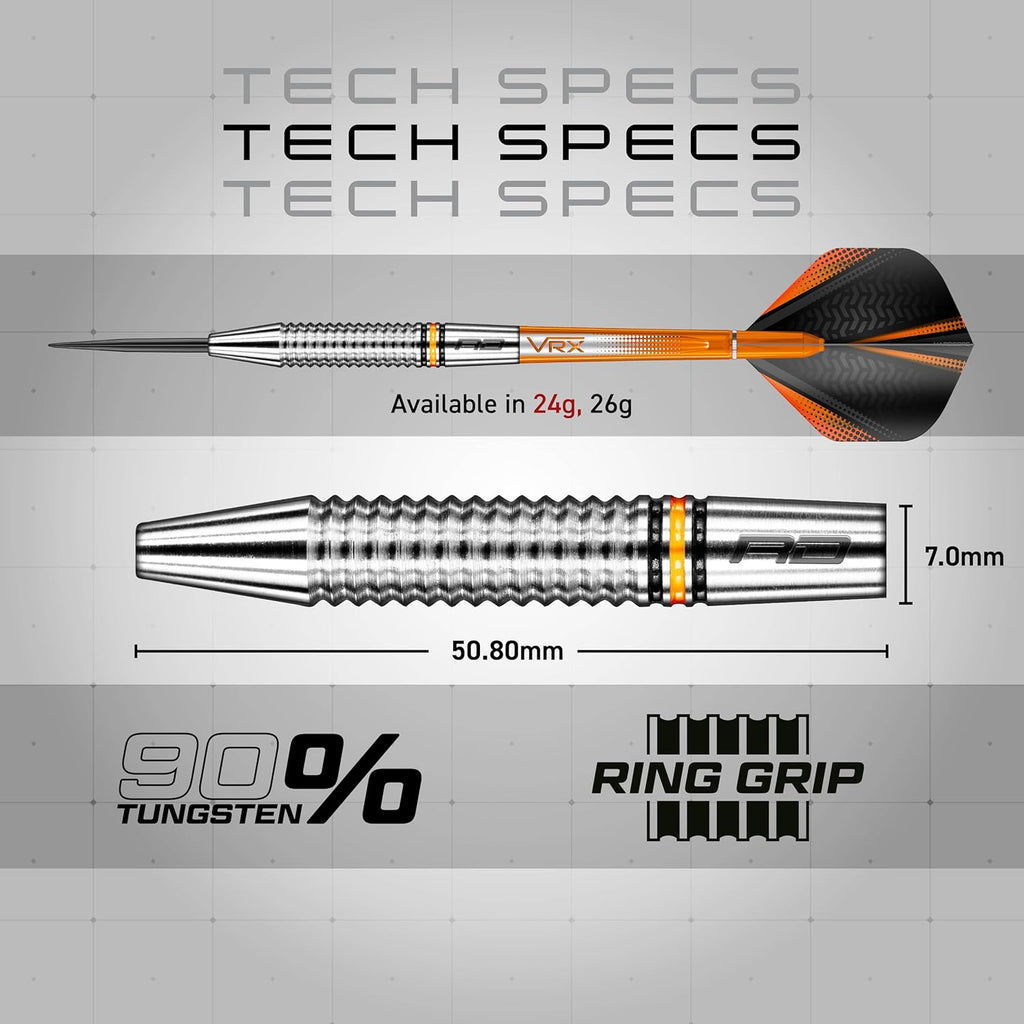 RED DRAGON Amberjack Professional DartsSet with Flights & Shafts - Precision Tungsten 80% Darts. Available in 22G, 23G, 24G, 25G, 26G, 27G, 28G, 30G