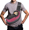 Premium Fuchsia Pet Sling Carrier for Small Dogs and Cats – Breathable Mesh Hand-Free Backpack with Adjustable Straps and Pouch