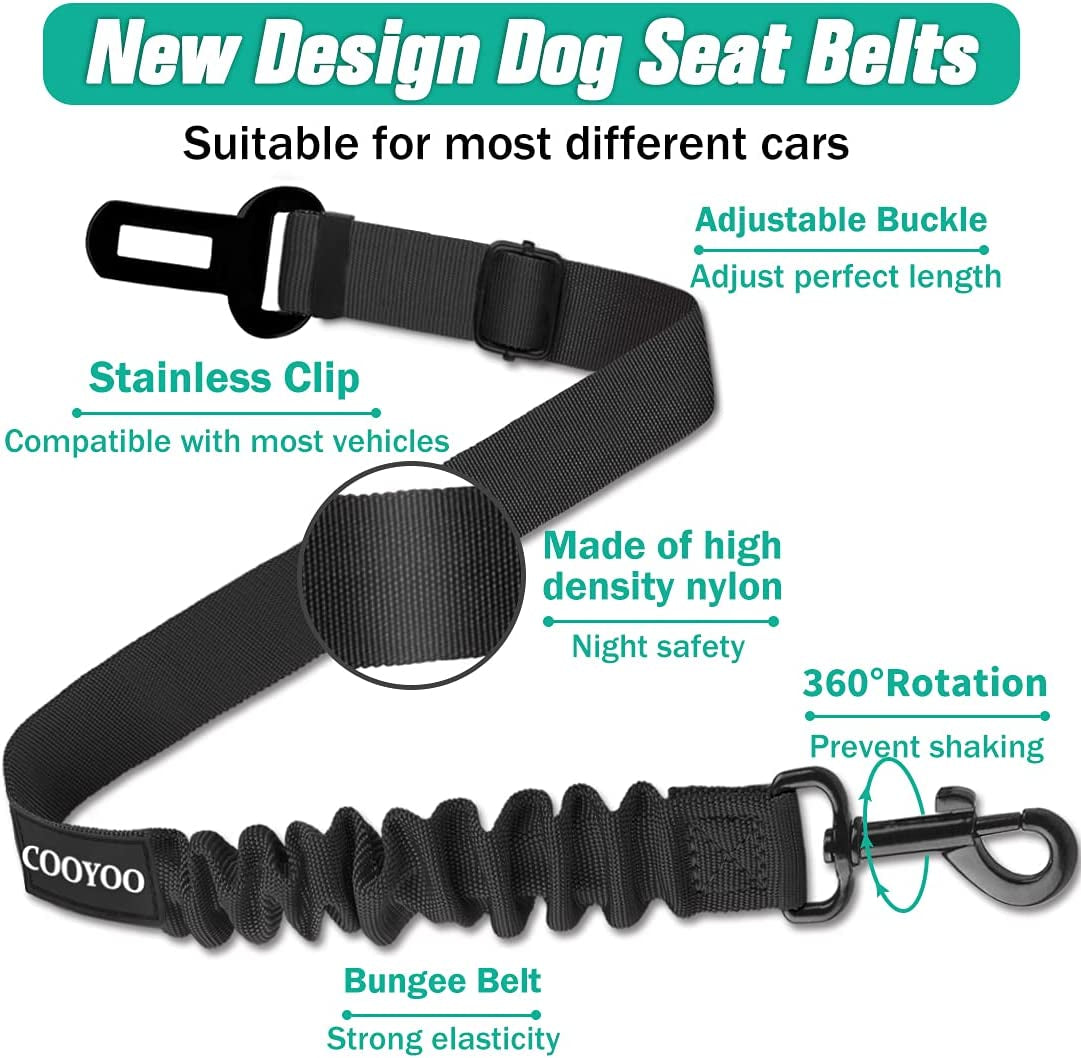Premium Adjustable Dog Seat Belt - 3-Piece Retractable Car Harness for Optimal Pet Safety and Comfort
