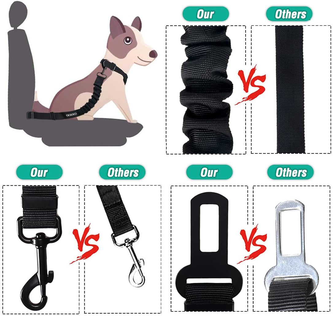 Premium Adjustable Dog Seat Belt - 3-Piece Retractable Car Harness for Optimal Pet Safety and Comfort