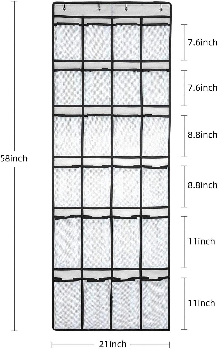 Over-the-Door Shoe Organizer – 24 Mesh Pockets for Shoes, Accessories & Storage | Space-Saving Hanging Rack