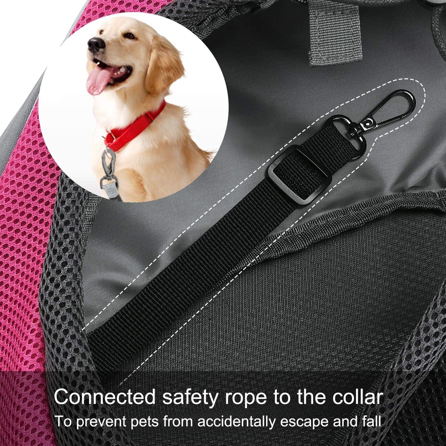 Premium Fuchsia Pet Sling Carrier for Small Dogs and Cats – Breathable Mesh Hand-Free Backpack with Adjustable Straps and Pouch