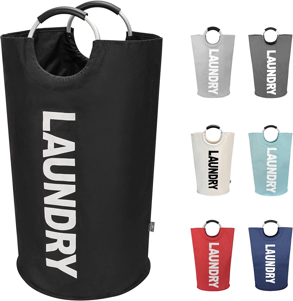 Maximize Your Space with Our 90L Collapsible Laundry Basket - Modern Black Design with Comfortable Handles