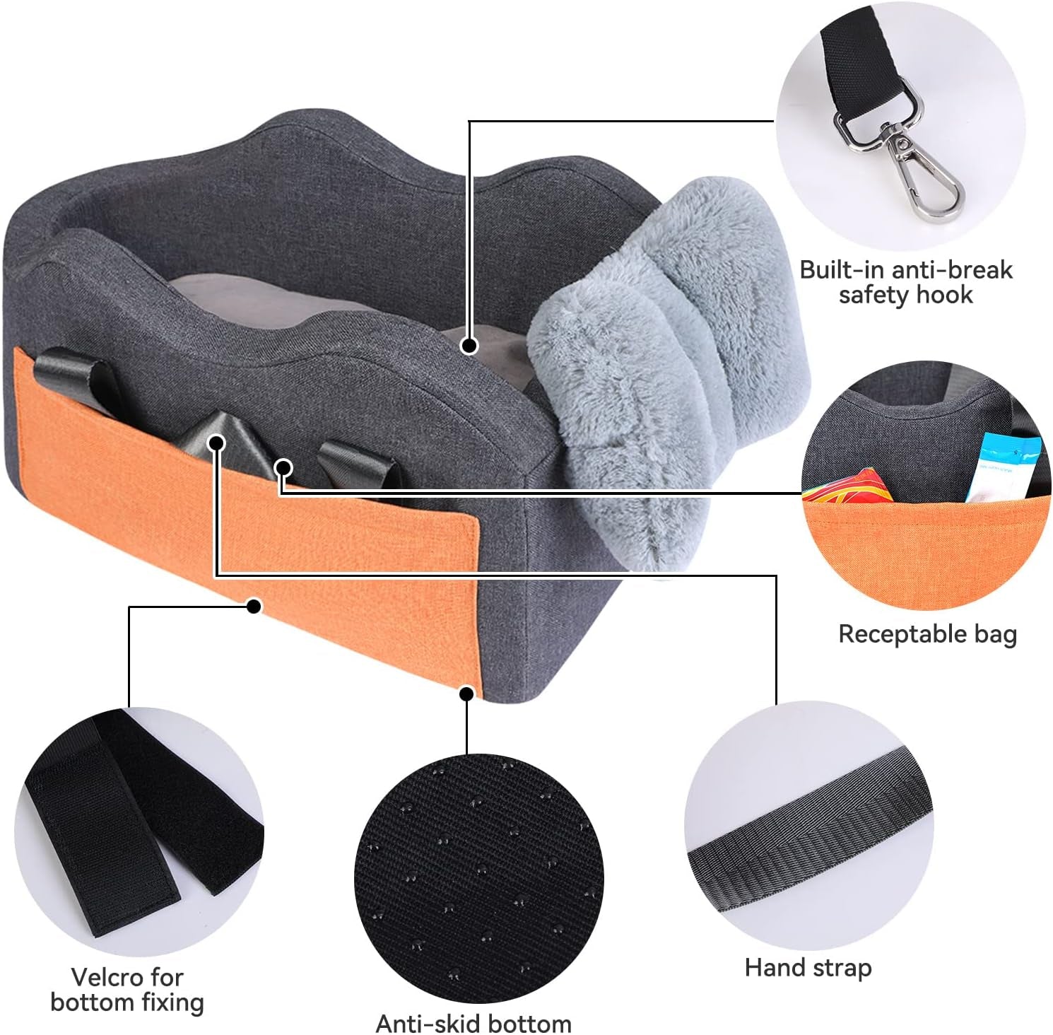 Elevate Your Pup's Travel Experience with Our Luxury Gray Dog Car Seat Booster for Small Dogs