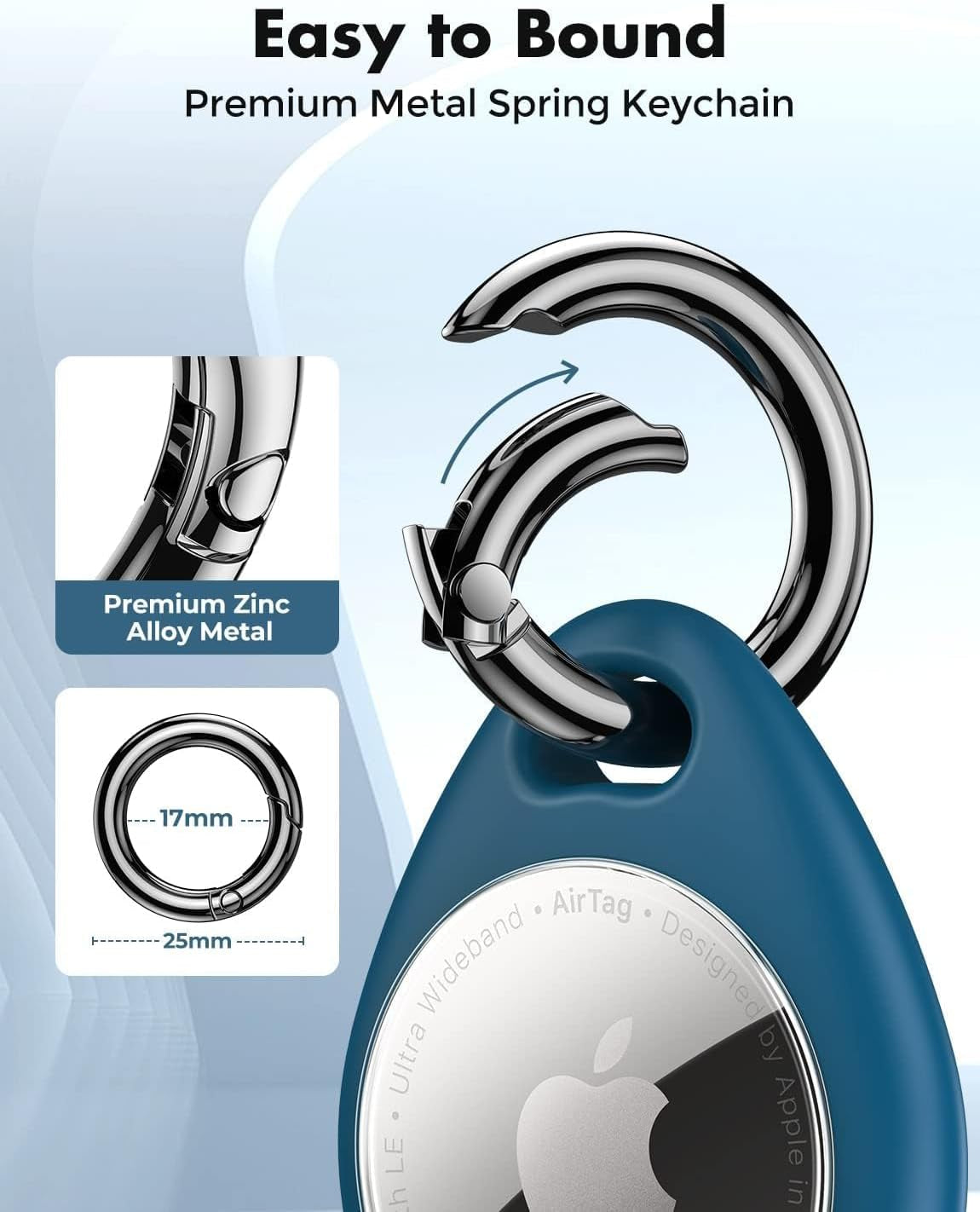 360° Protective Case for Airtag, [4-Pack] Airtags Keyring Holder, Scratch-Resistant, Lock Design, Keychain for Airtag, TPU Full Cover Case for Key, Bag, Luggage, Pet Collar (Black&Blue)