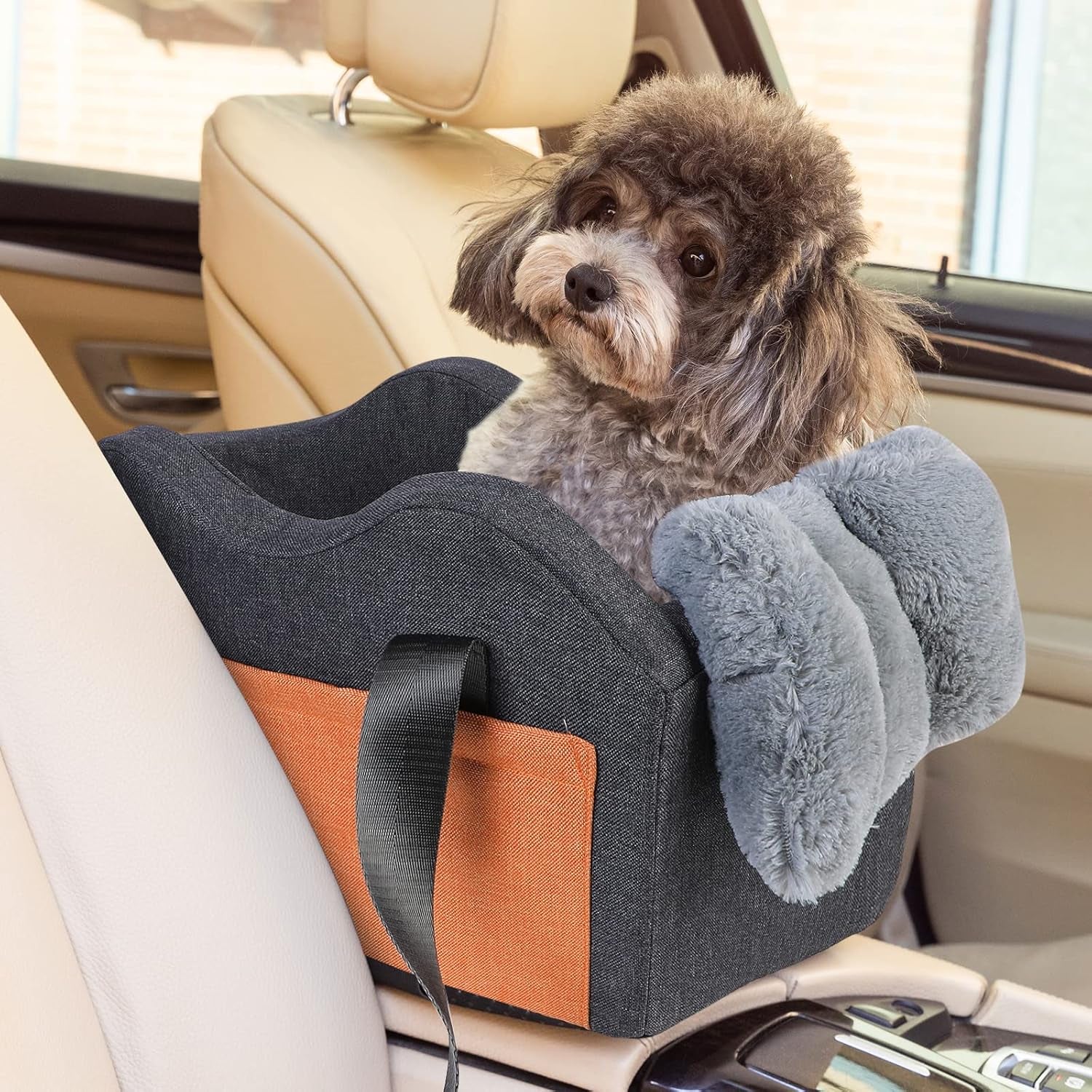 Elevate Your Pup's Travel Experience with Our Luxury Gray Dog Car Seat Booster for Small Dogs