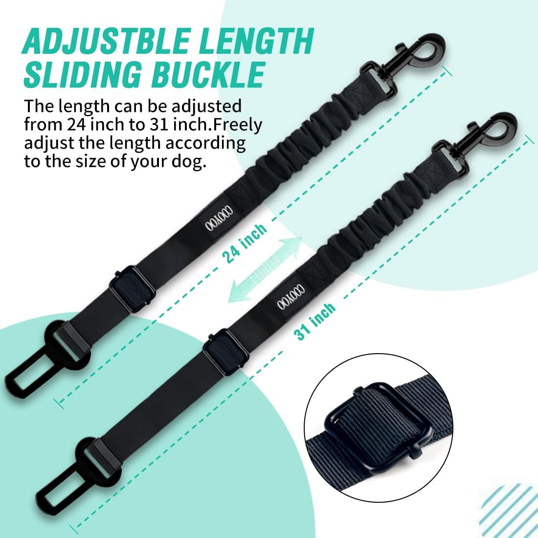 Premium Adjustable Dog Seat Belt - 3-Piece Retractable Car Harness for Optimal Pet Safety and Comfort