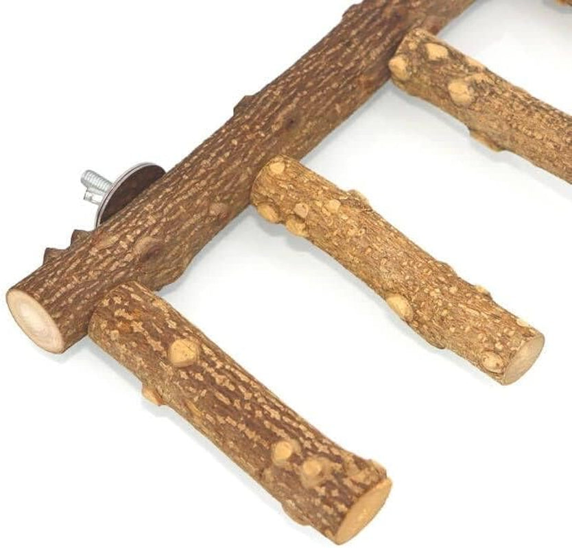 Deluxe Nature Wood Bird Ladder Perch - Perfect Parrot Chew Toy for Small to Medium Birds!