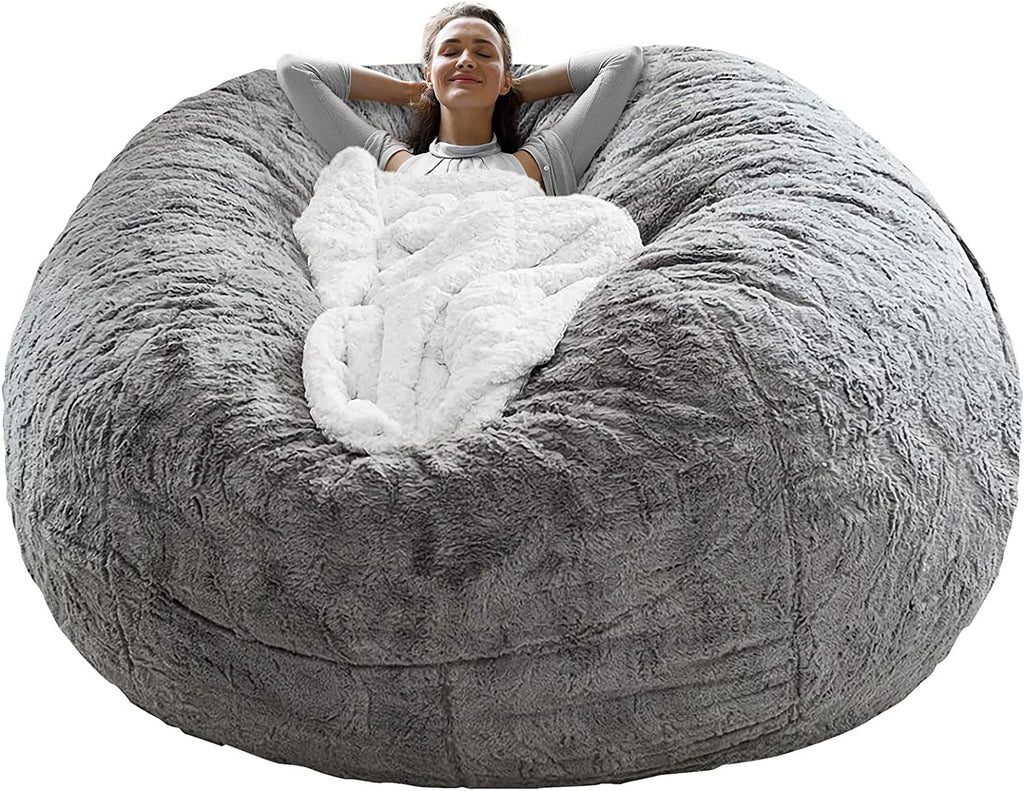Transform Your Space with Our Luxurious 6Ft Light Grey Bean Bag Chair Cover – Perfect for Relaxation, Play, and Storage!