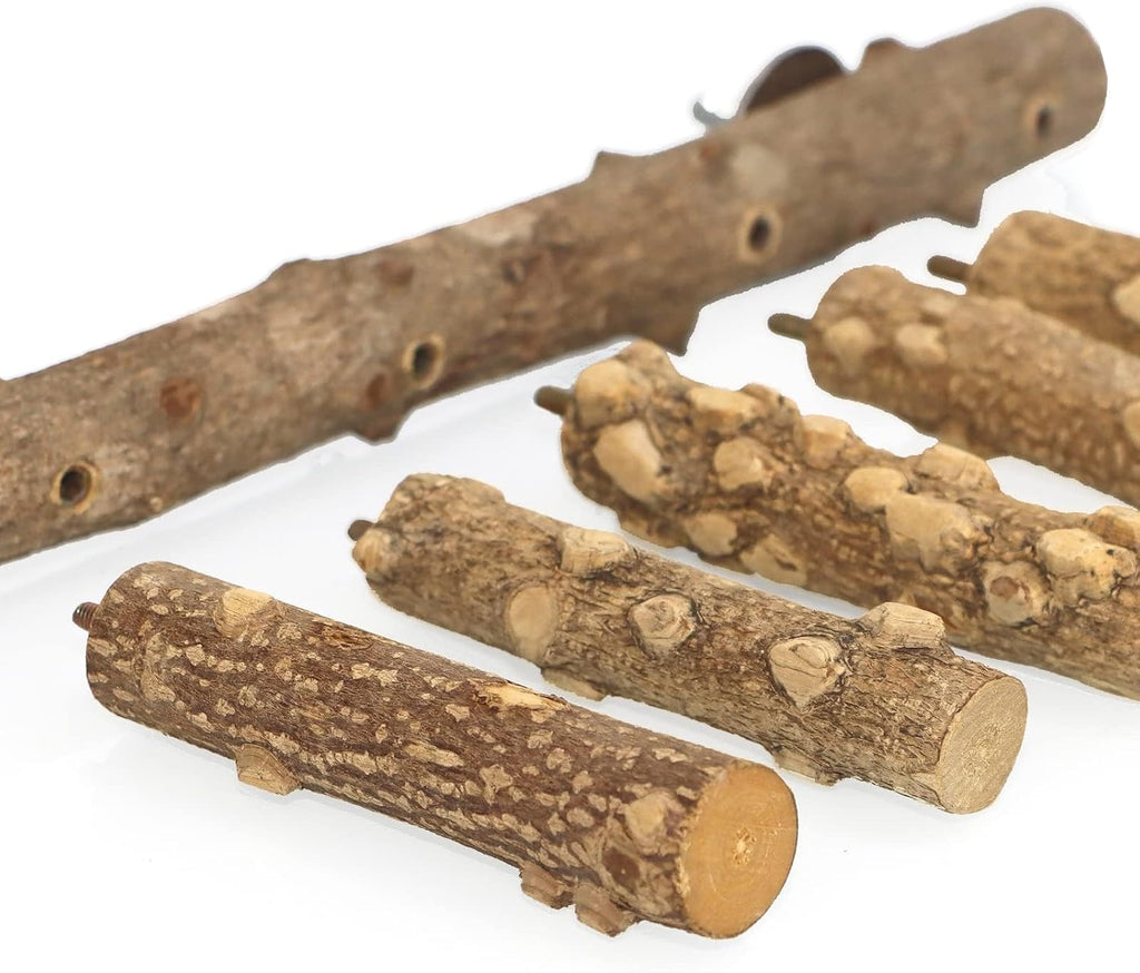 Deluxe Nature Wood Bird Ladder Perch - Perfect Parrot Chew Toy for Small to Medium Birds!