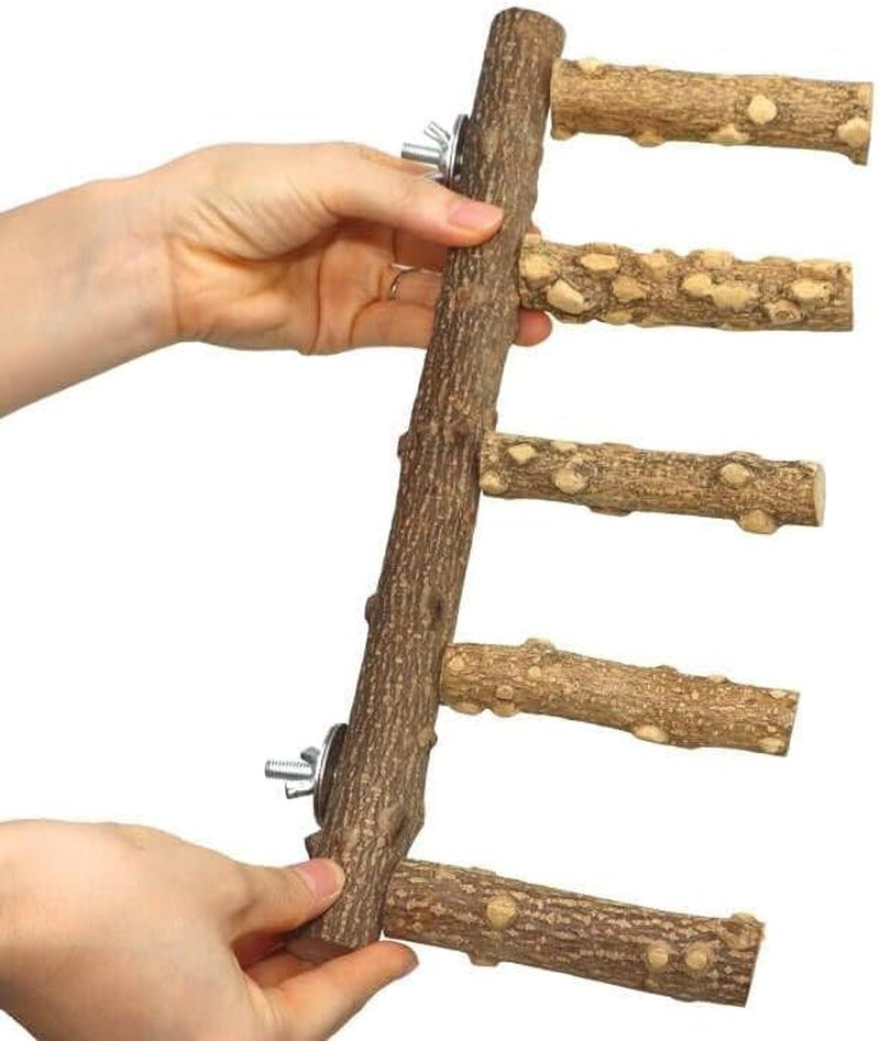 Deluxe Nature Wood Bird Ladder Perch - Perfect Parrot Chew Toy for Small to Medium Birds!