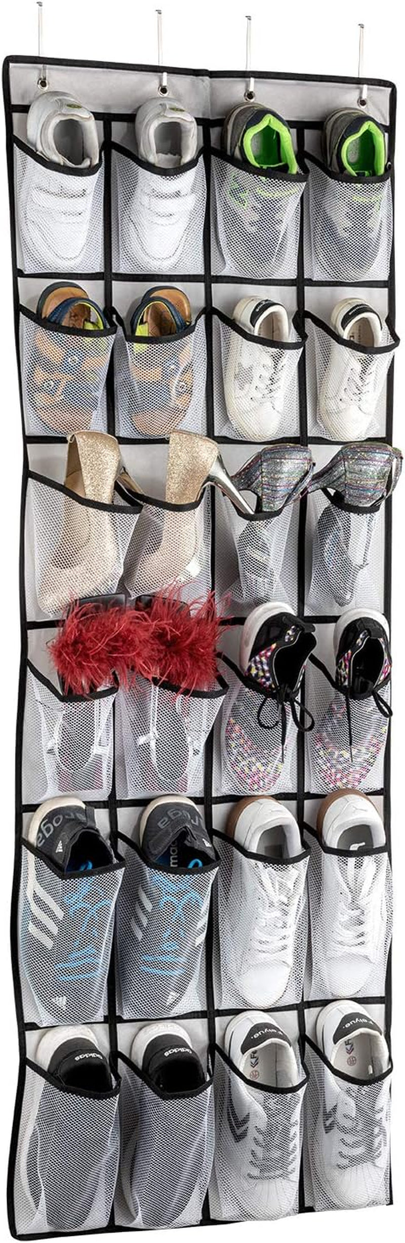 Over-the-Door Shoe Organizer – 24 Mesh Pockets for Shoes, Accessories & Storage | Space-Saving Hanging Rack