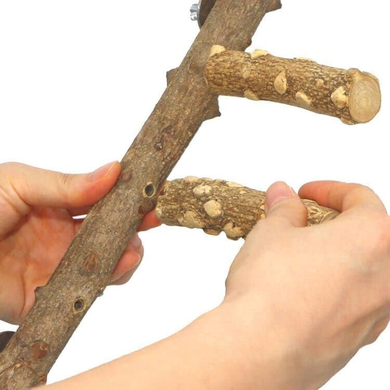 Deluxe Nature Wood Bird Ladder Perch - Perfect Parrot Chew Toy for Small to Medium Birds!