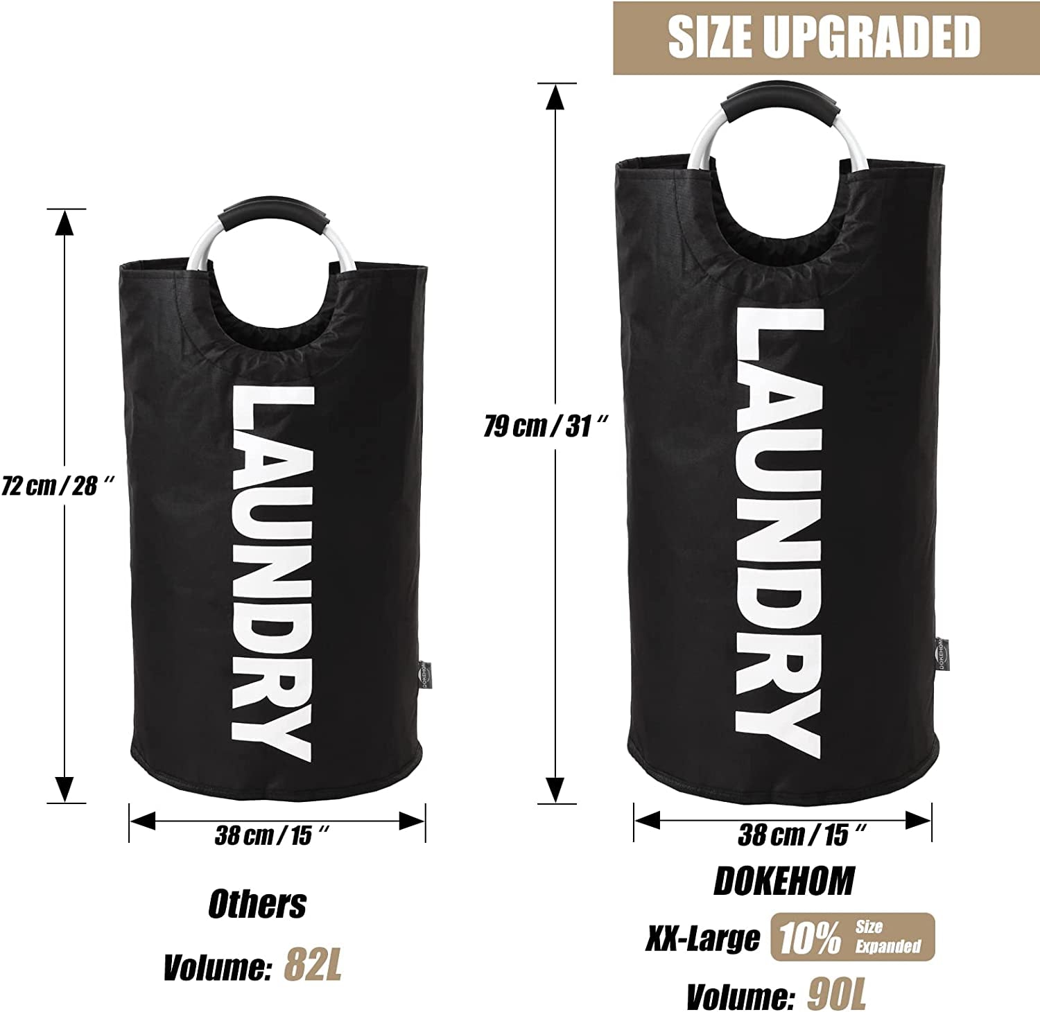 Maximize Your Space with Our 90L Collapsible Laundry Basket - Modern Black Design with Comfortable Handles