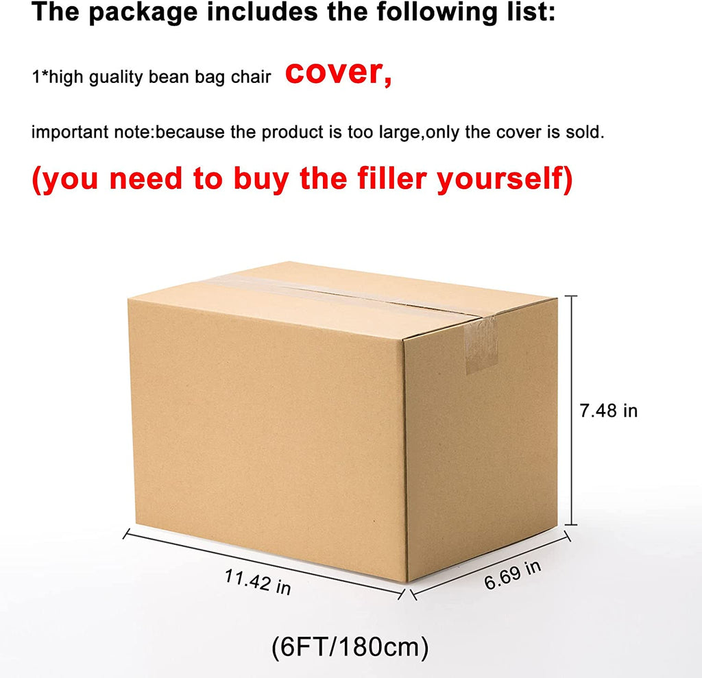 Transform Your Space with Our Luxurious 6Ft Light Grey Bean Bag Chair Cover – Perfect for Relaxation, Play, and Storage!