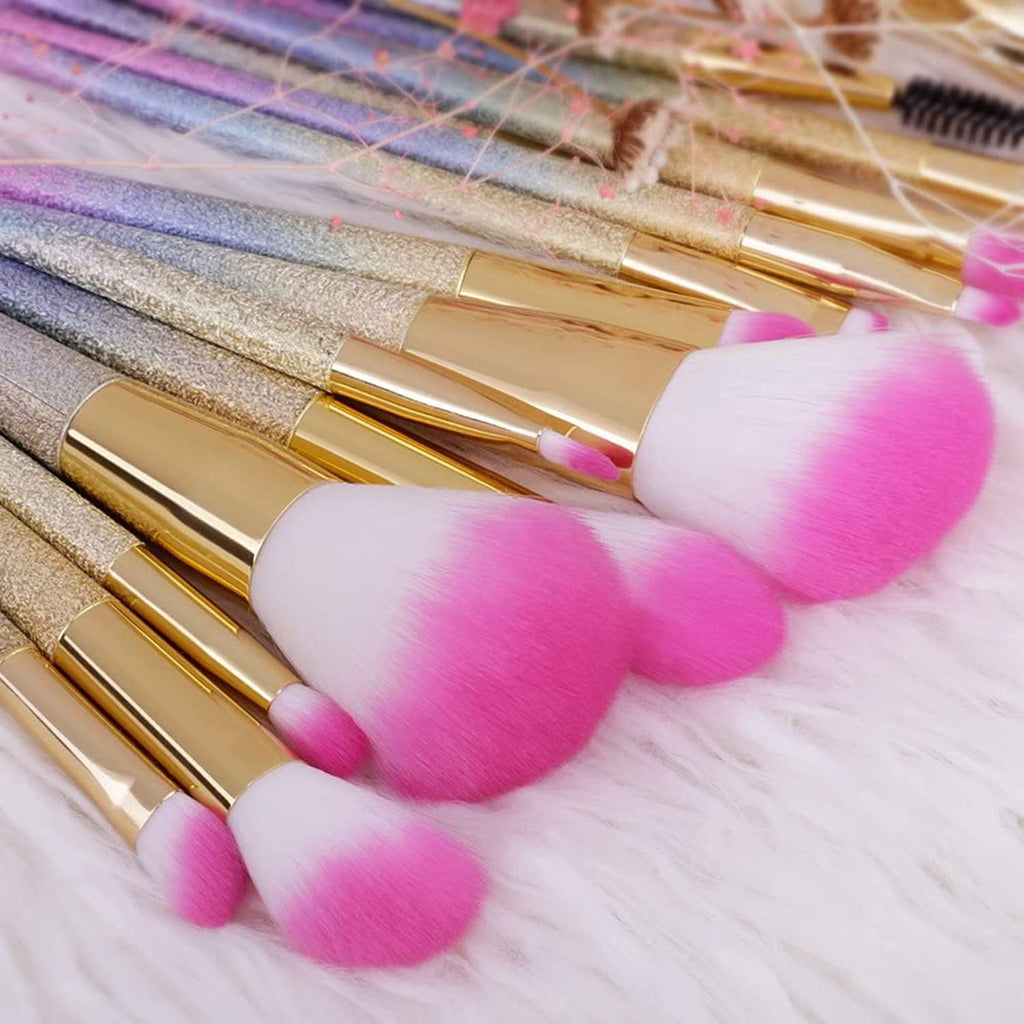16-Piece Professional Makeup Brush Set with Gift Box – Rainbow Series