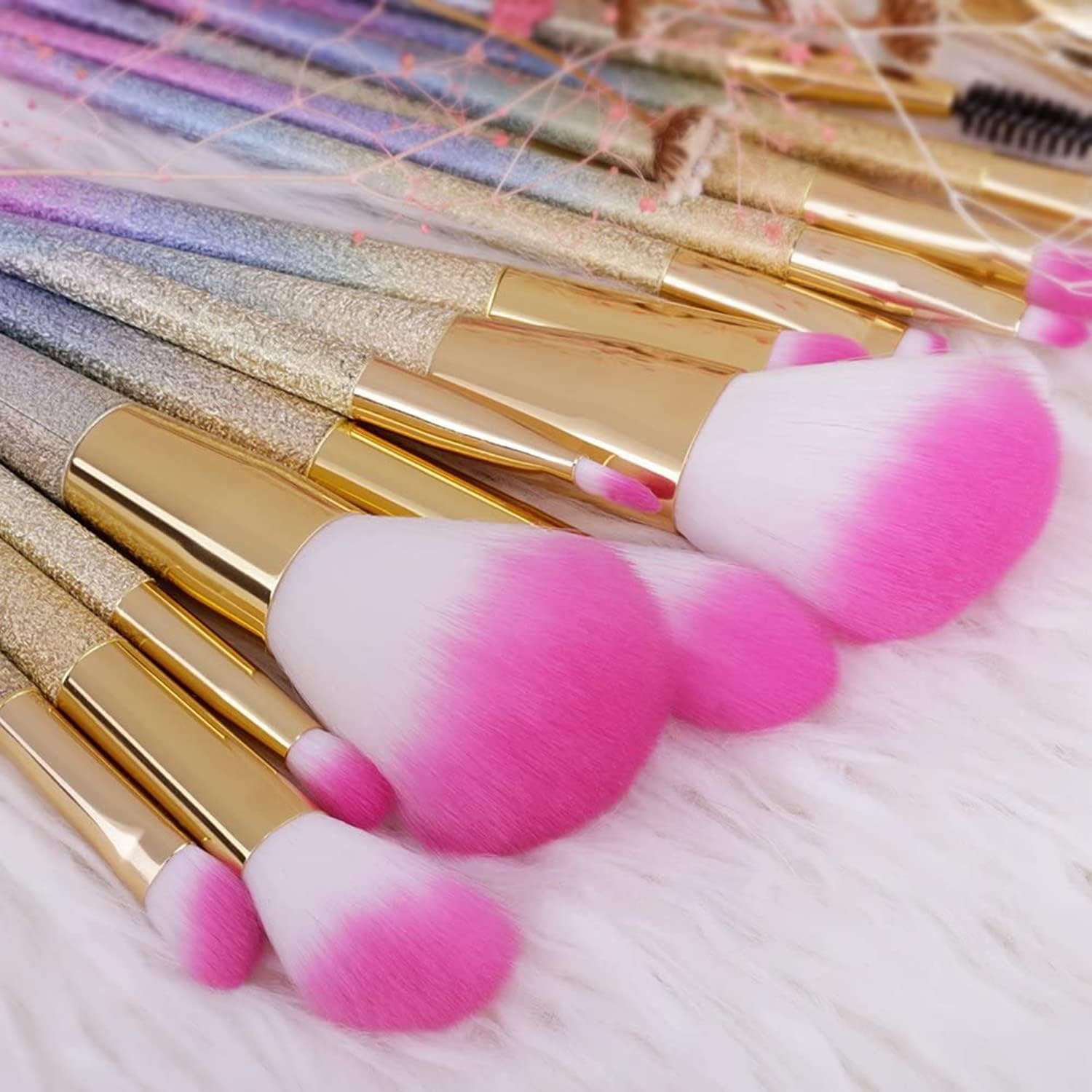 16-Piece Professional Makeup Brush Set with Gift Box – Rainbow Series